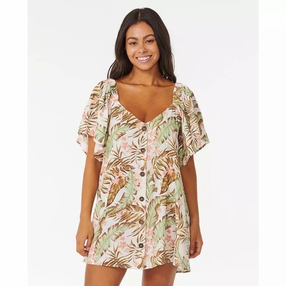RIP CURL Women's La Quinta Dress NWT Size medium Beach Sundress Hawaiian Flowers